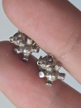 Sterling Teddy Bear Stud Earrings